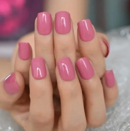 Press On Nails Pink Glossy Square Nail Kit
