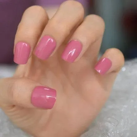 Press On Nails Pink Glossy Square Nail Kit