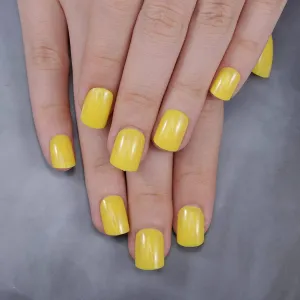 Press On Nails Yellow Glossy Square Nail Kit