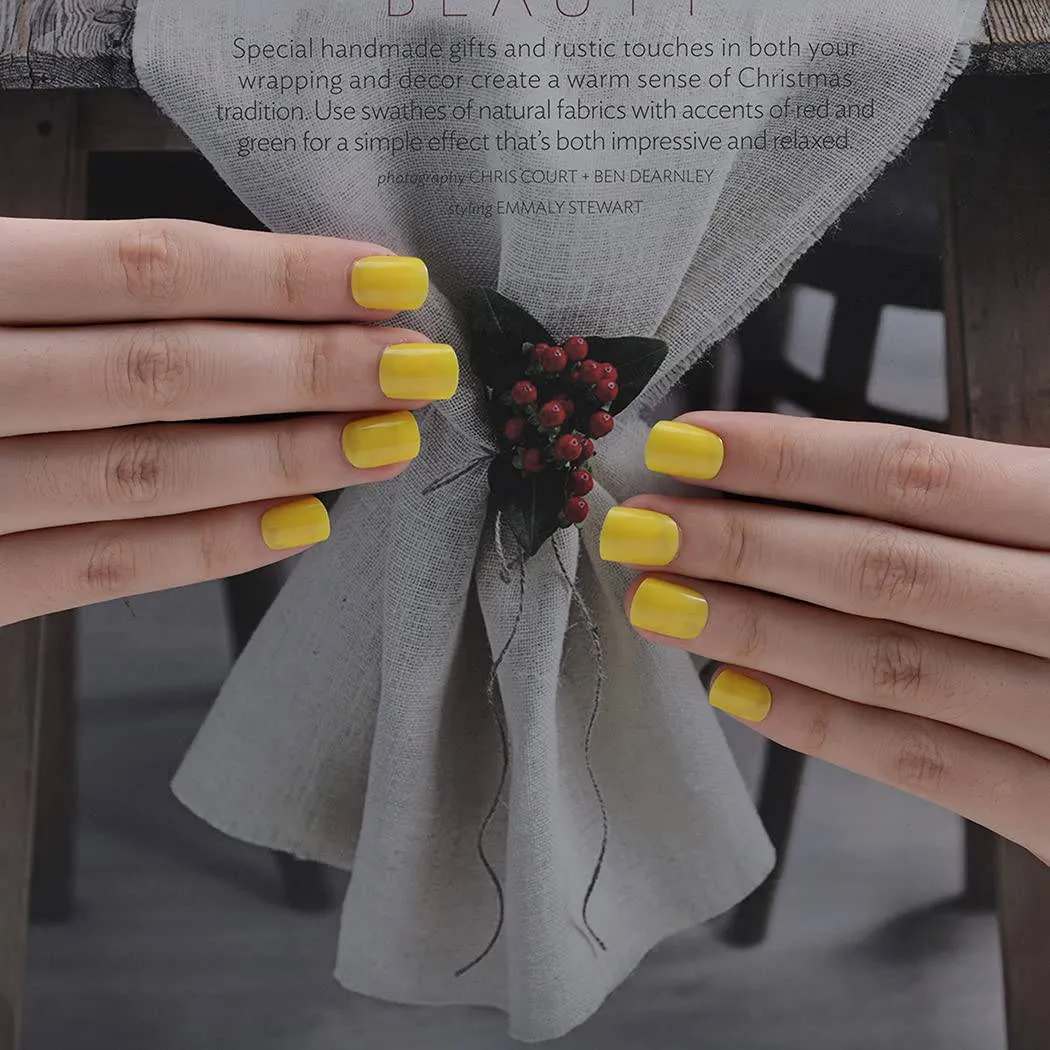 Press On Nails Yellow Glossy Square Nail Kit