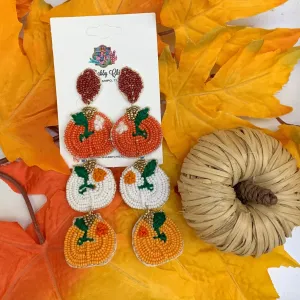 Pumpkin Stack Beaded Earrings