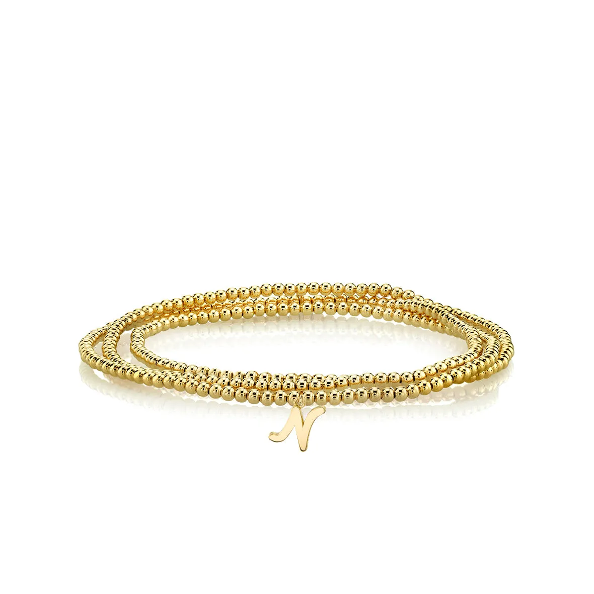 Pure Gold Tiny Initial on Gold Beads