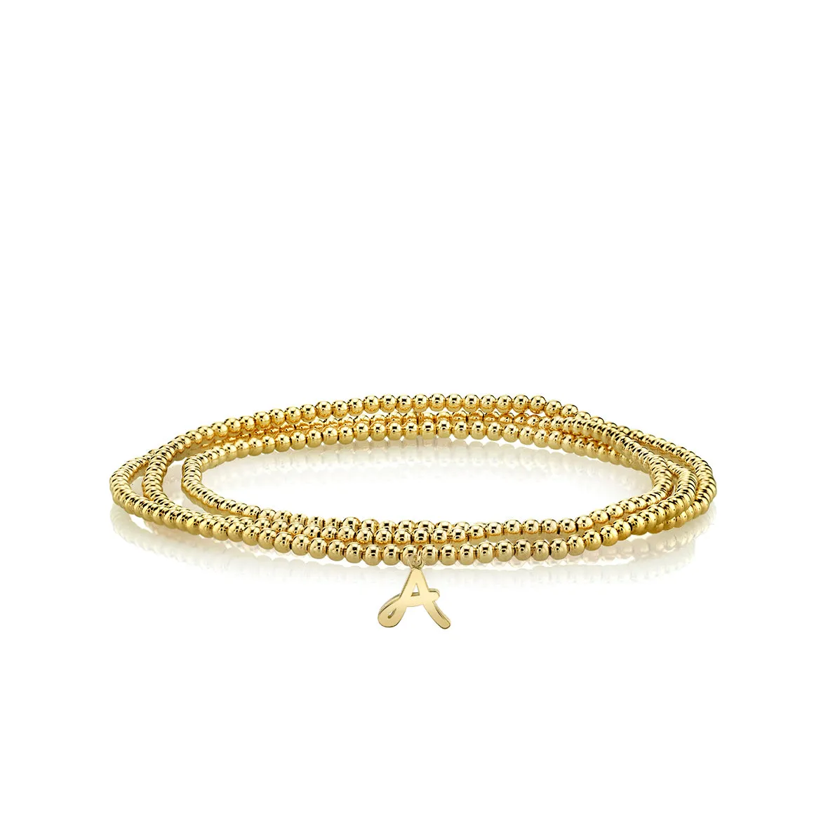 Pure Gold Tiny Initial on Gold Beads