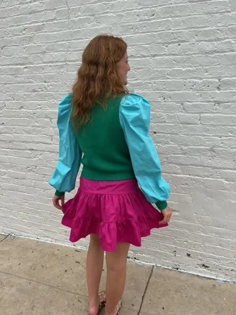 QUEEN OF SPARKLES - COLLAR POOF SLEEVE DRESS