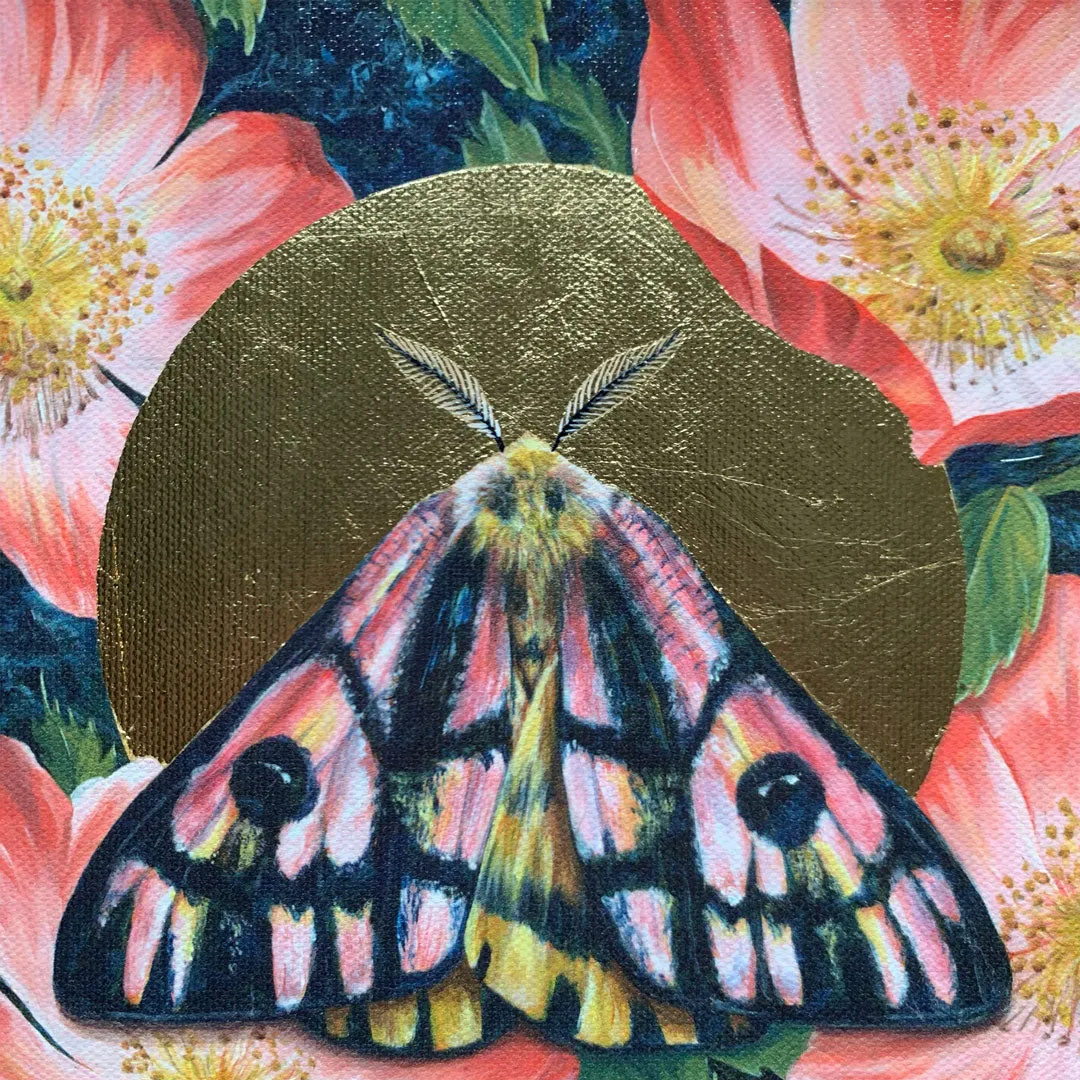 "Bloom" Elegant Sheep Moth Embellished Print