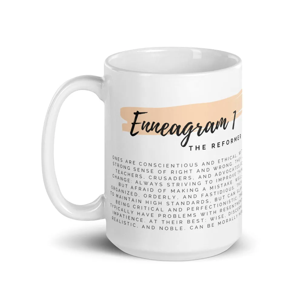 "Enneagram 1- The Reformer" White glossy mug