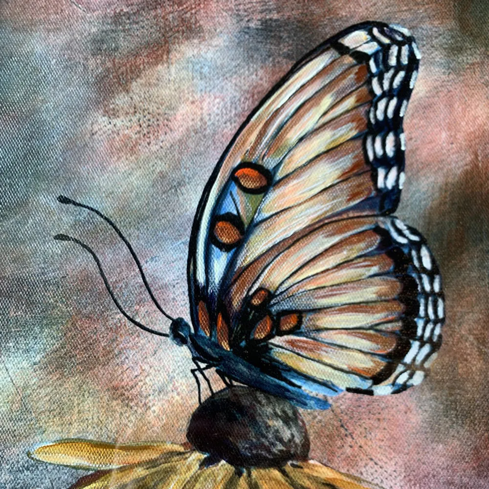 "Ethereal Butterfly" Embellished Fine Art Print in Vintage Frame, 11x14