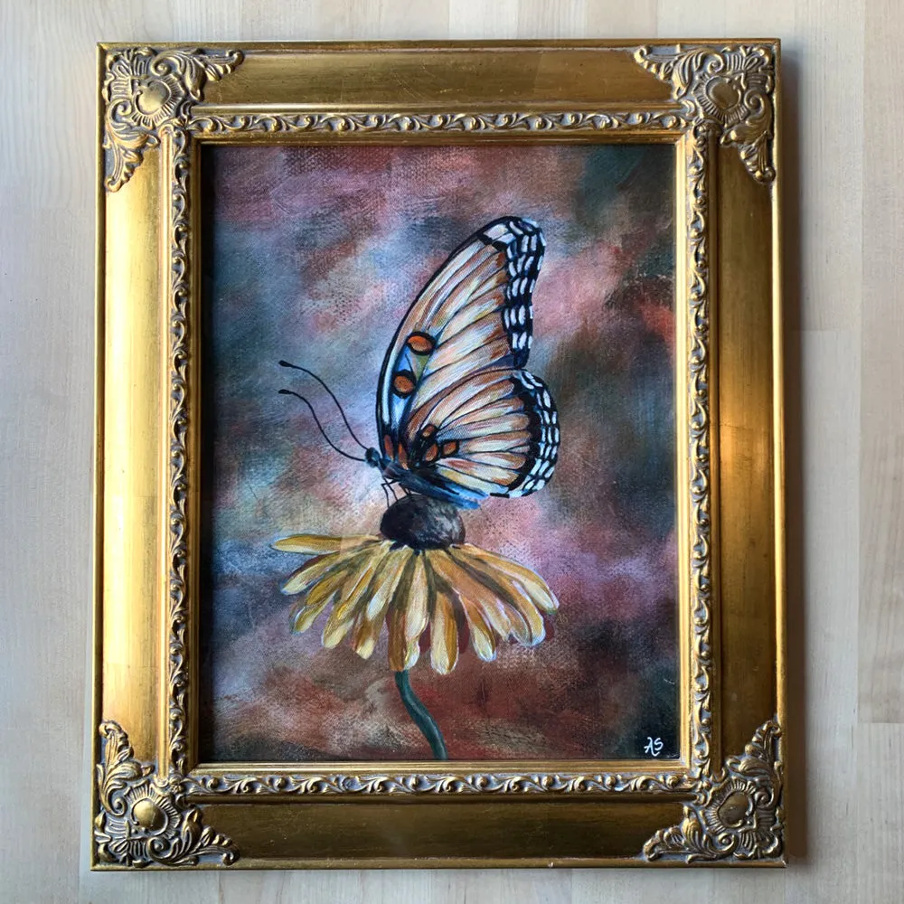 "Ethereal Butterfly" Embellished Fine Art Print in Vintage Frame, 11x14