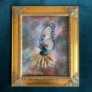 "Ethereal Butterfly" Embellished Fine Art Print in Vintage Frame, 11x14