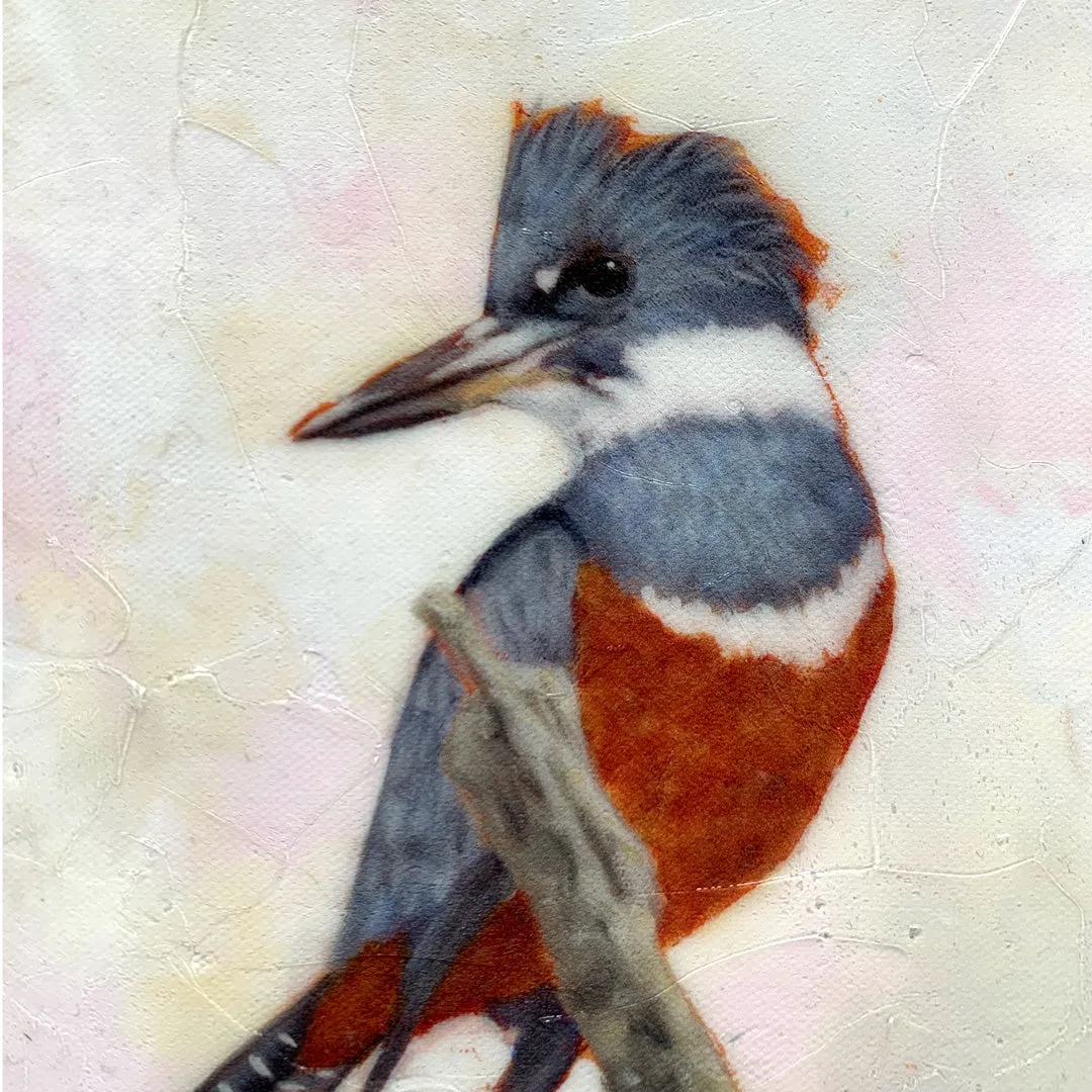 "Kingfisher" Bird Embellished Canvas Print