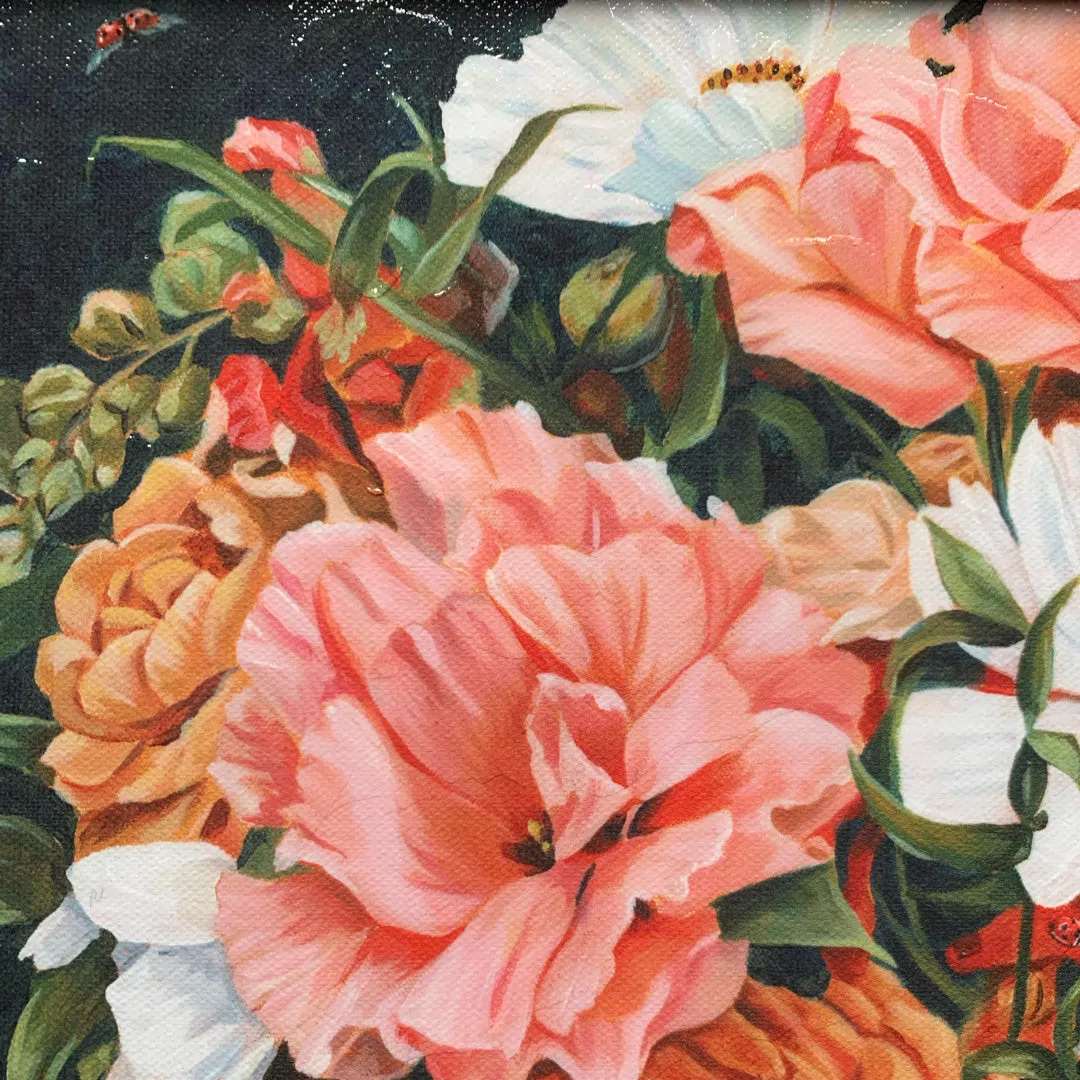 "Ladybug Bouquet" Embellished Canvas Print