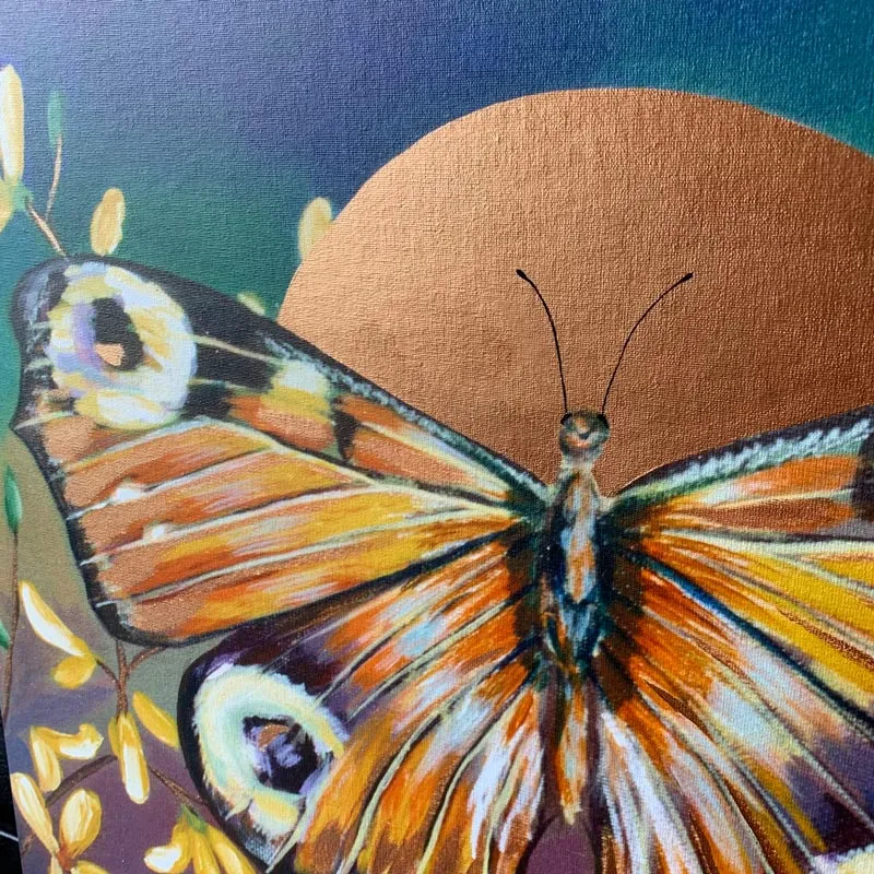 "Peacock Butterfly" Embellished Fine Art Print on Canvas, 16x20