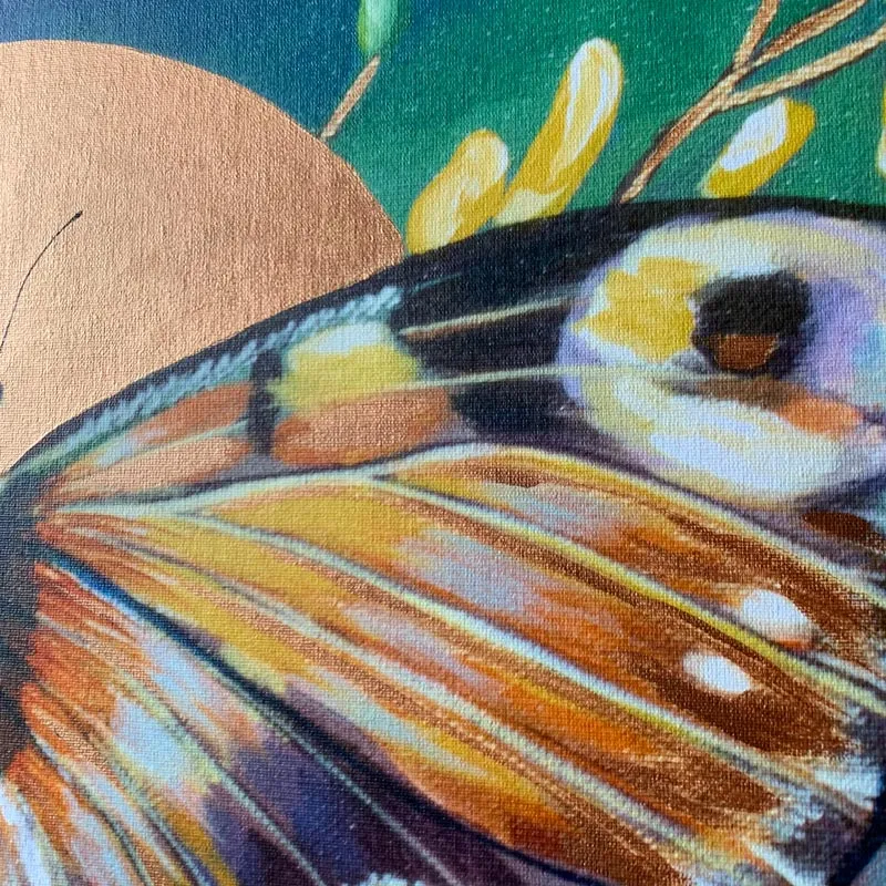 "Peacock Butterfly" Embellished Fine Art Print on Canvas, 16x20