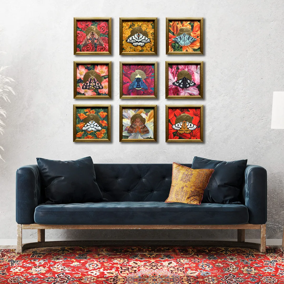 "Thrive" Cerulean Looper Moth Embellished Print