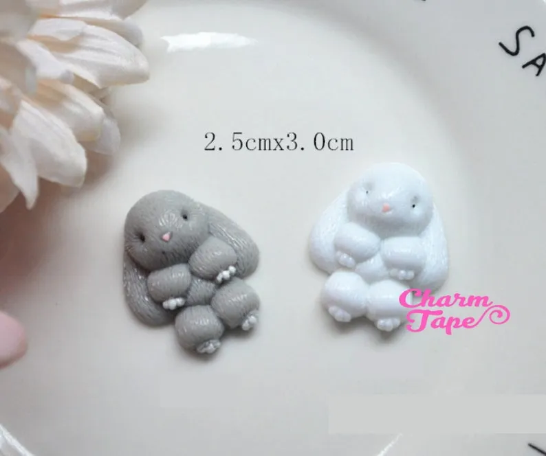 Rabbit Bunny Flat Back Cabochon Cabs 25x30mm M040