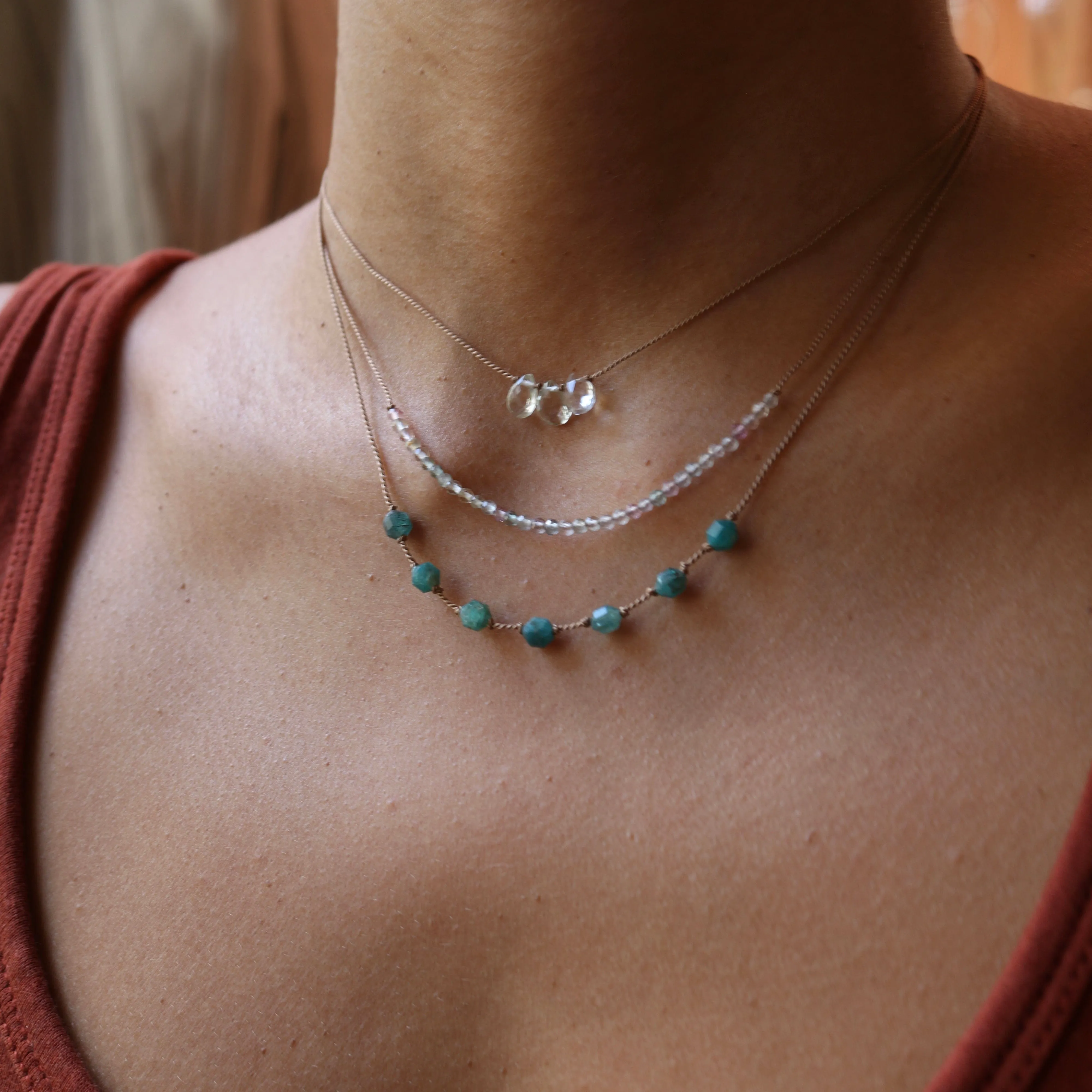 RAINBOW FLUORITE BEADED NECKLACE