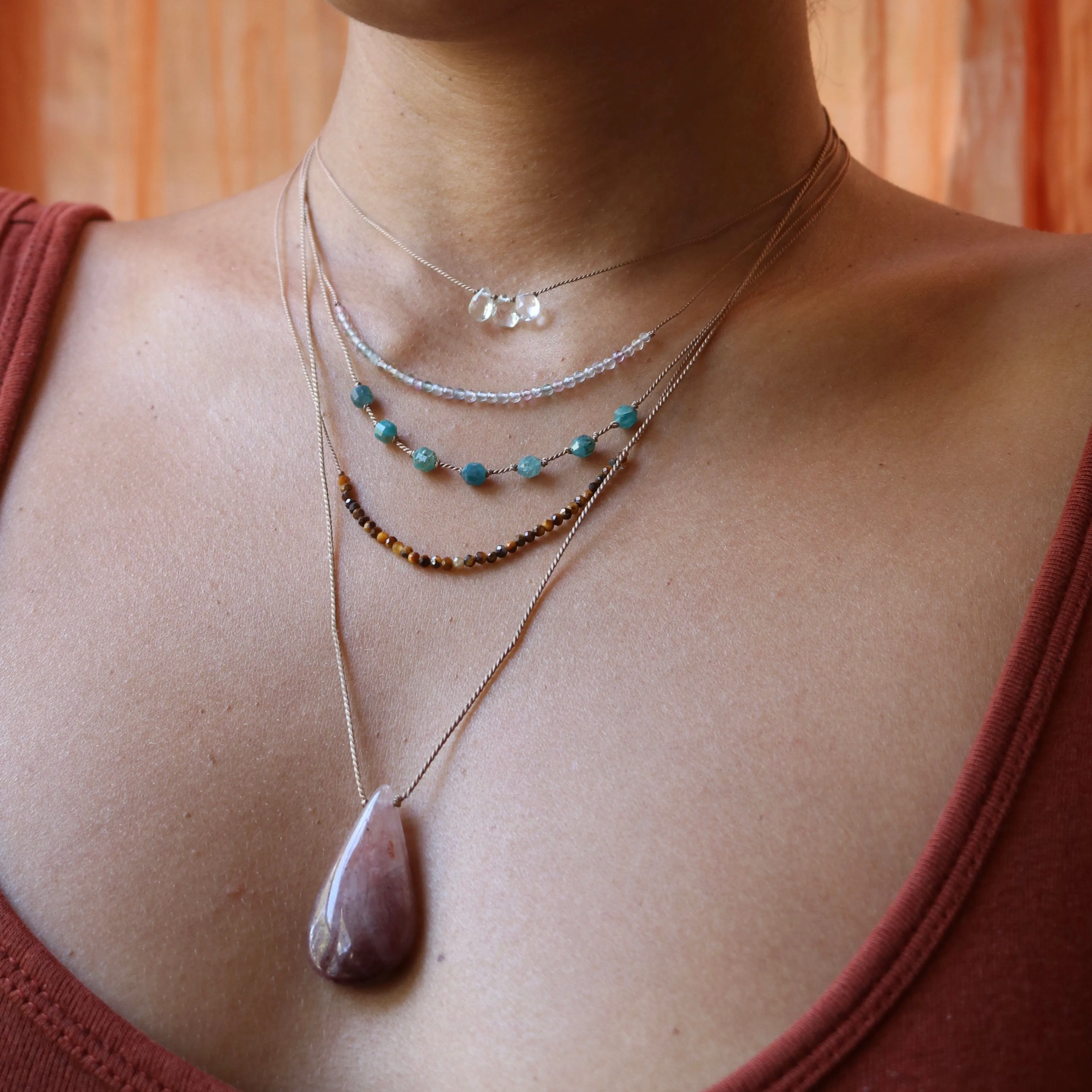 RAINBOW FLUORITE BEADED NECKLACE
