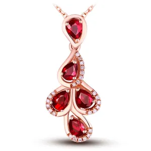 Red Crystal & Cubic Zirconia Multi-Teardrop Pendant Necklace