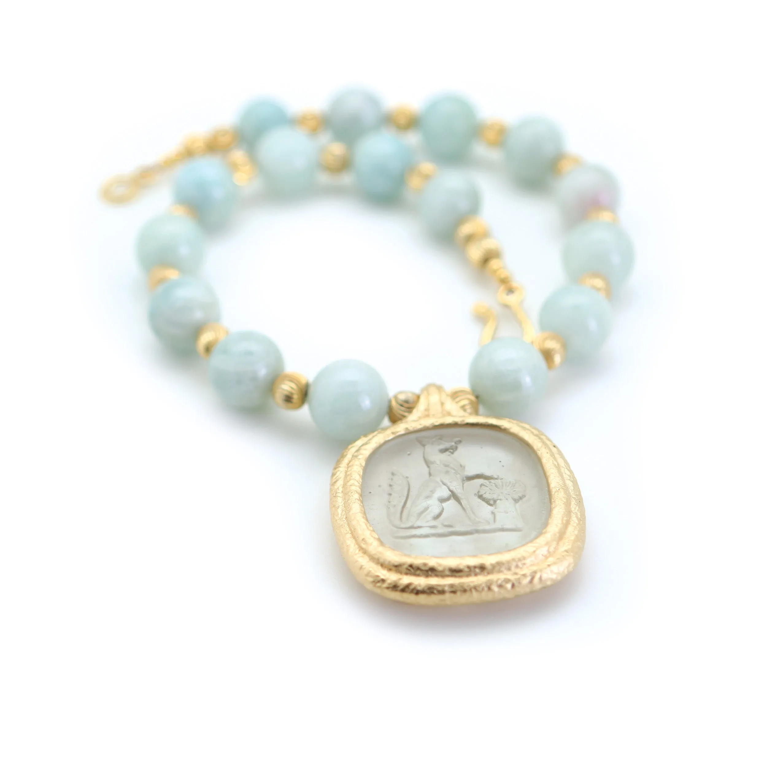 Reprotique Grey Glass Fox Intaglio Drop