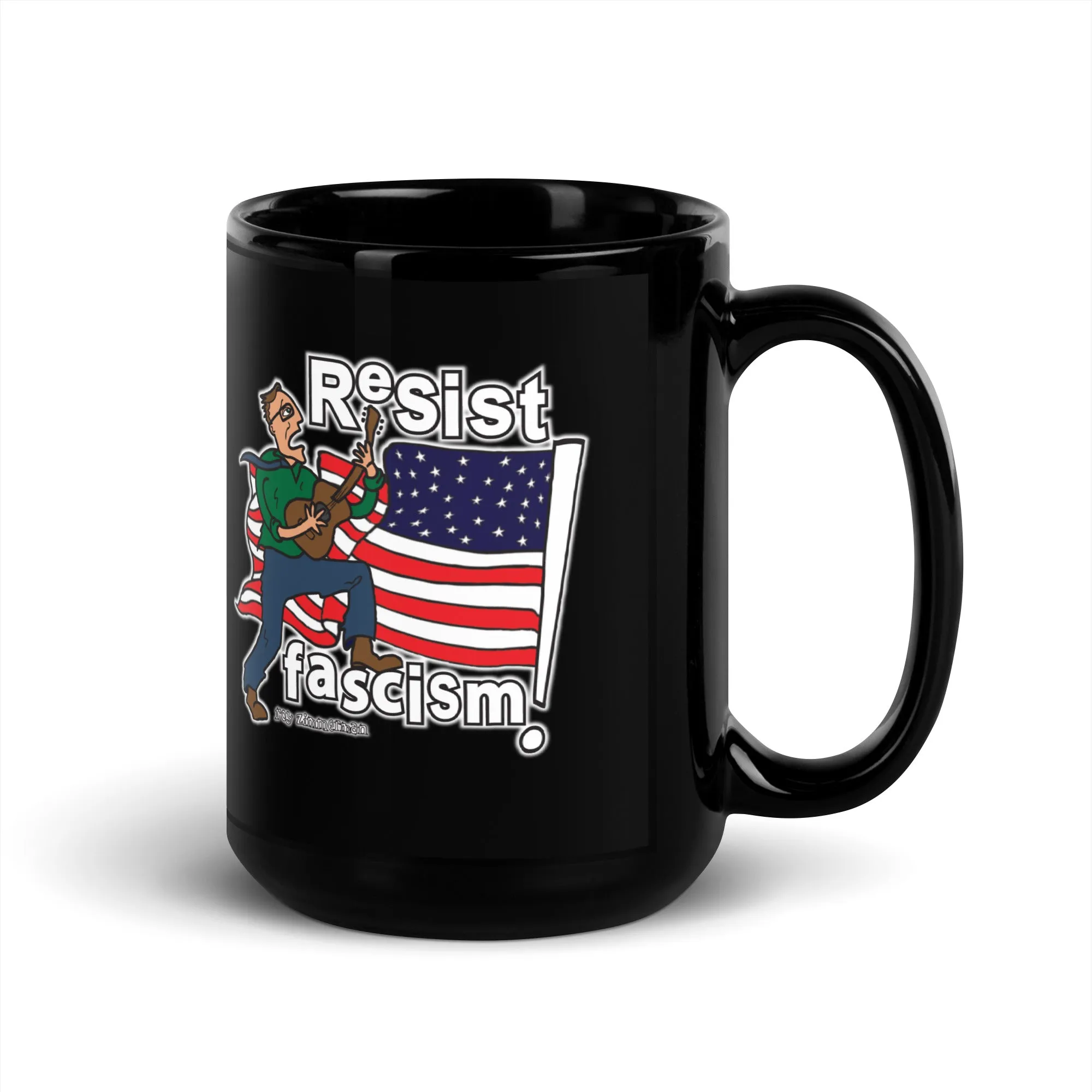 RESIST FASCISM Black Glossy Mug