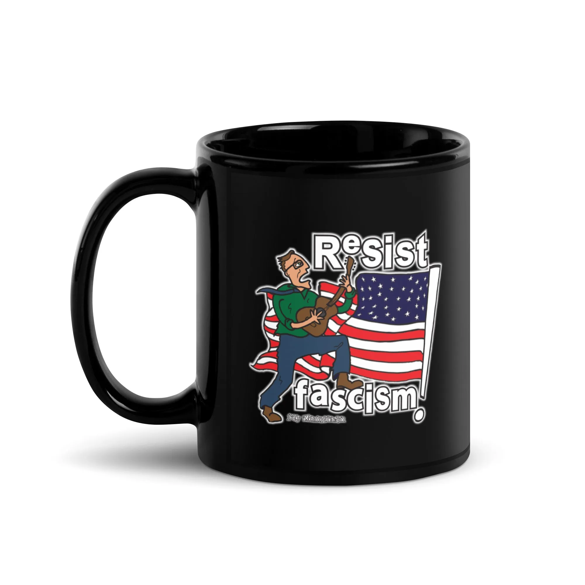RESIST FASCISM Black Glossy Mug