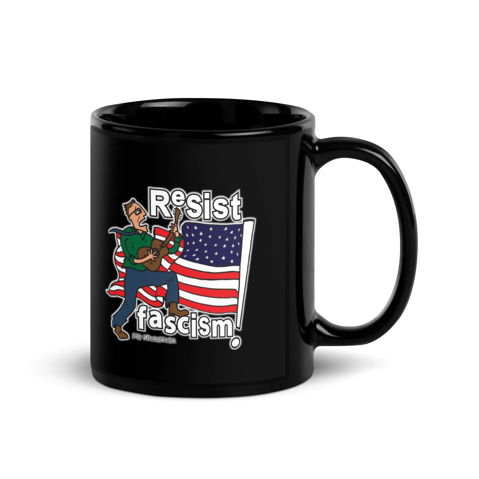 RESIST FASCISM Black Glossy Mug