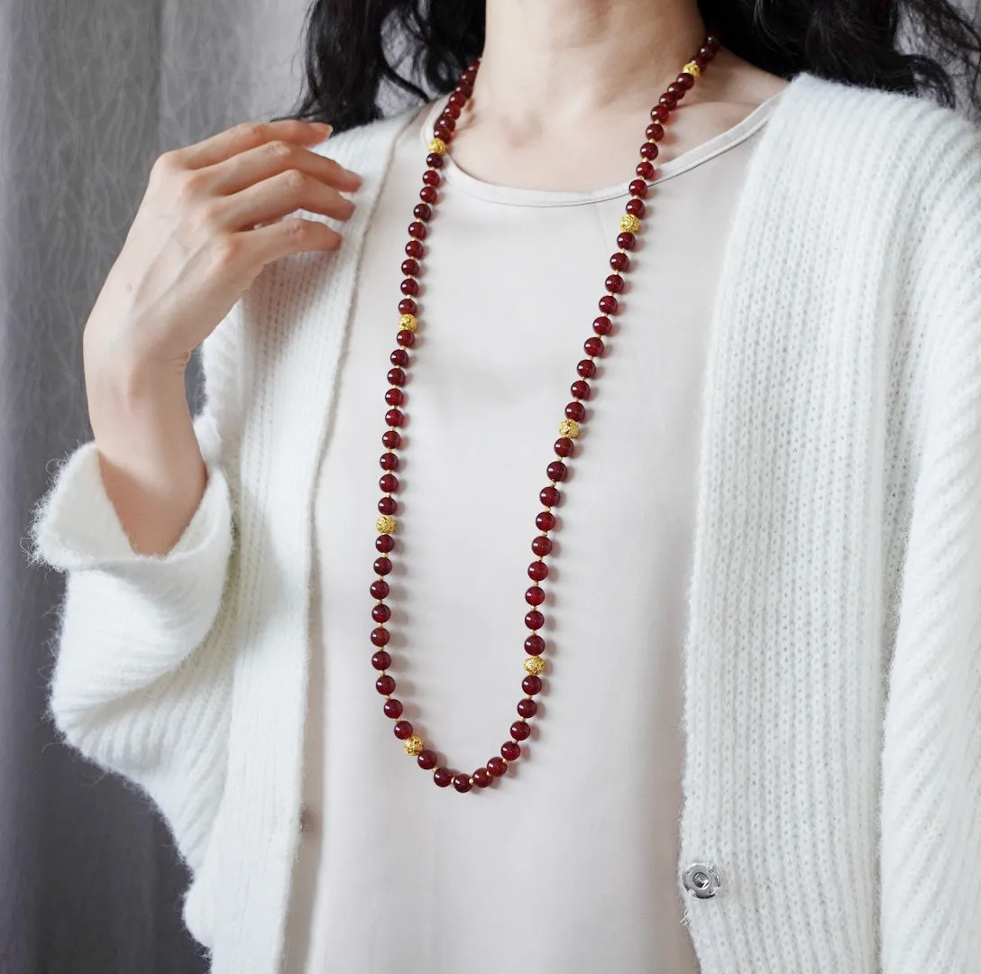 Return to Origin Multi-style Garnet Beaded Necklace with Tassels