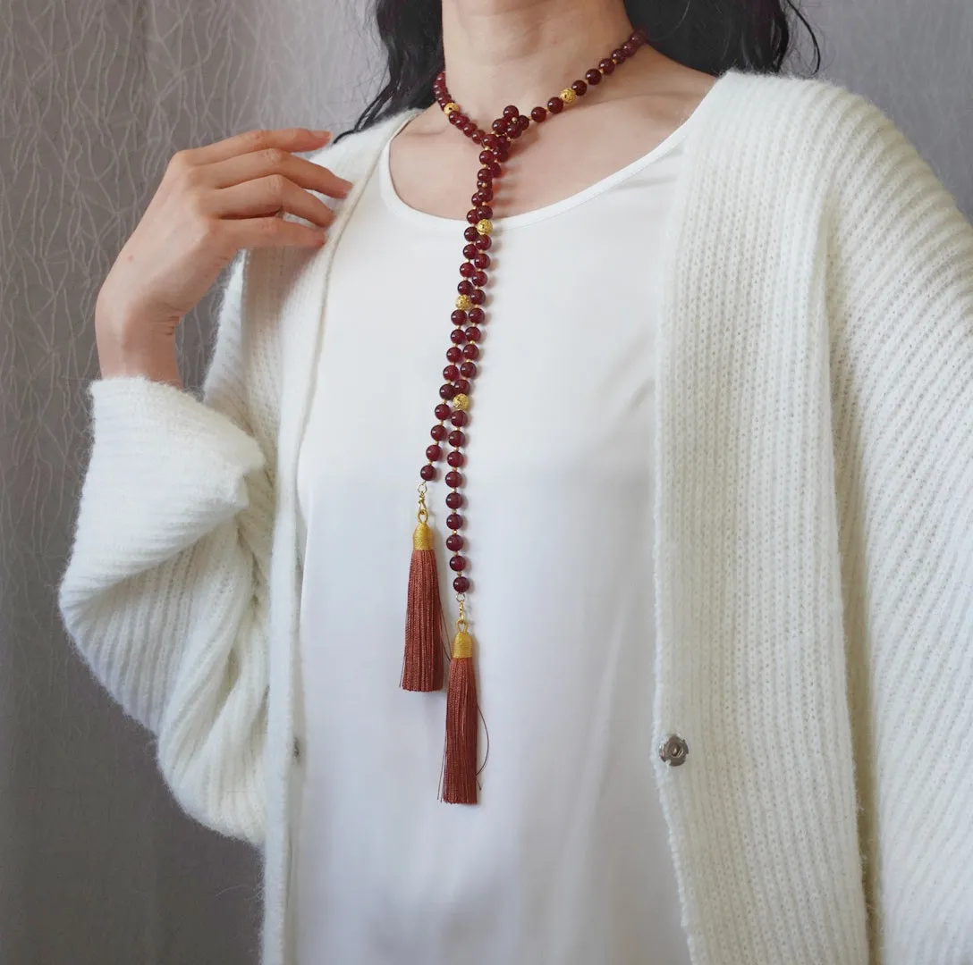 Return to Origin Multi-style Garnet Beaded Necklace with Tassels