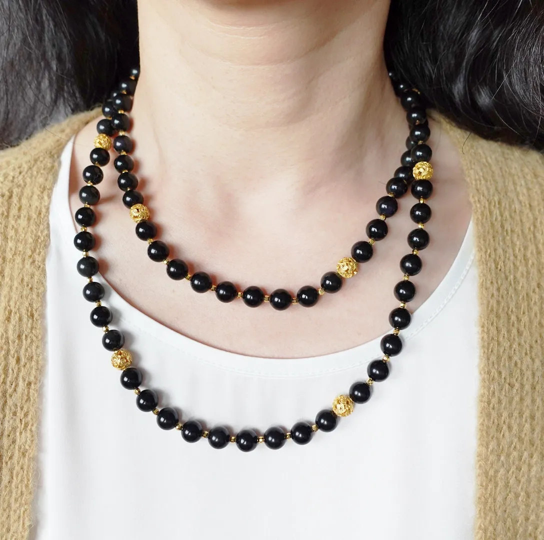 Return to Origin Multi-style Obsidian Beaded Necklace with Tassels