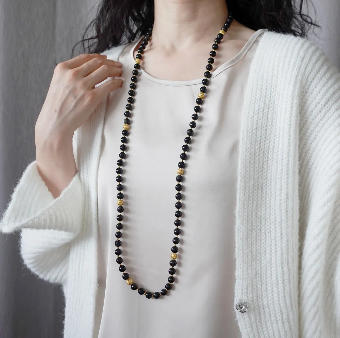 Return to Origin Multi-style Obsidian Beaded Necklace with Tassels