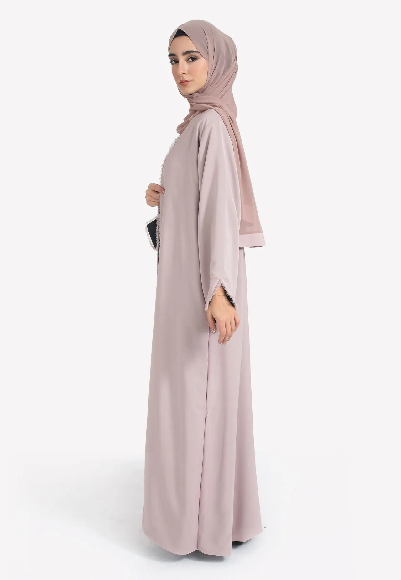 Reversible Open Abaya - Nude & Black