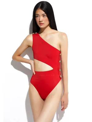 Rhea W Gold Buttons One Piece ::RET
