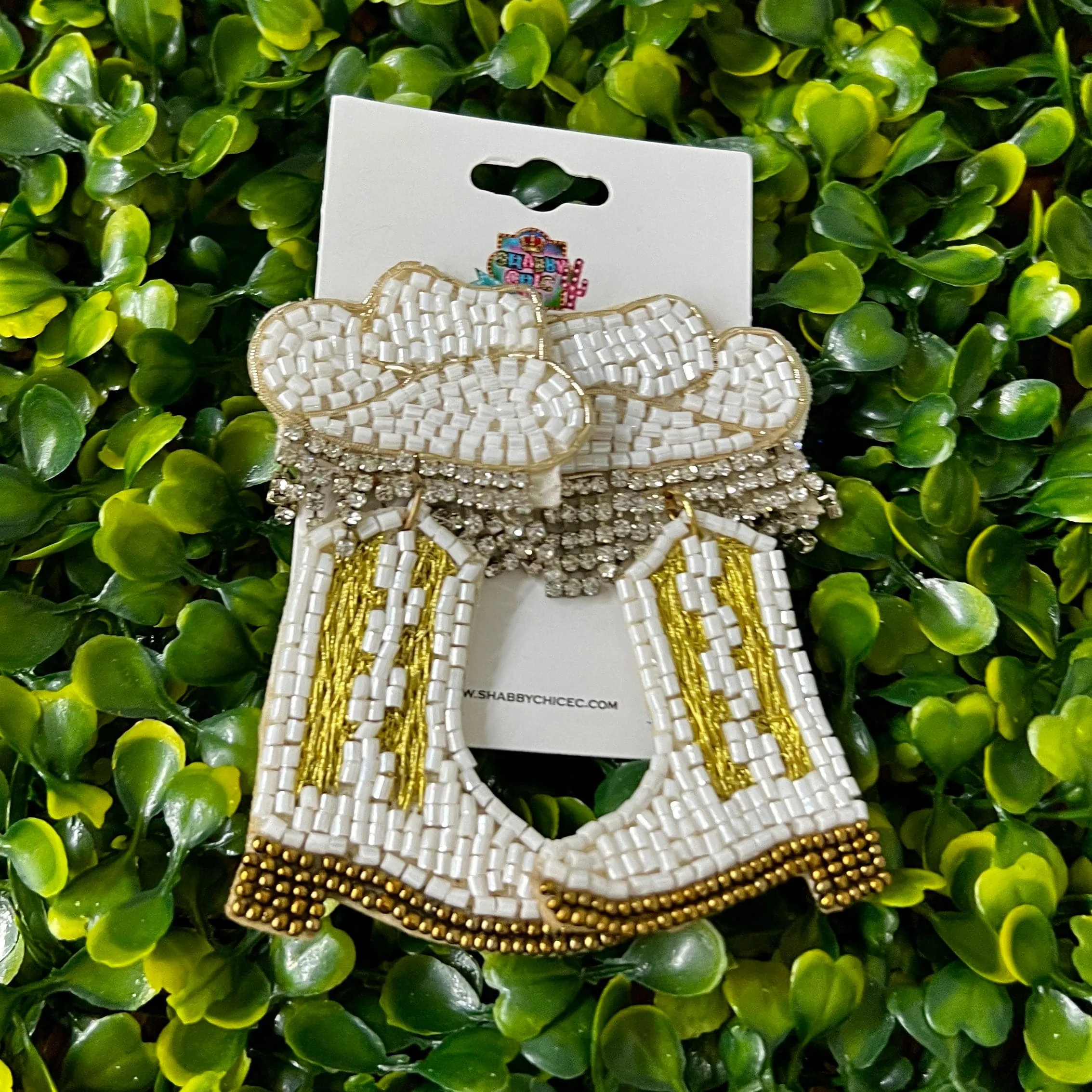 Rhinestone Cowgirl Earrings - White