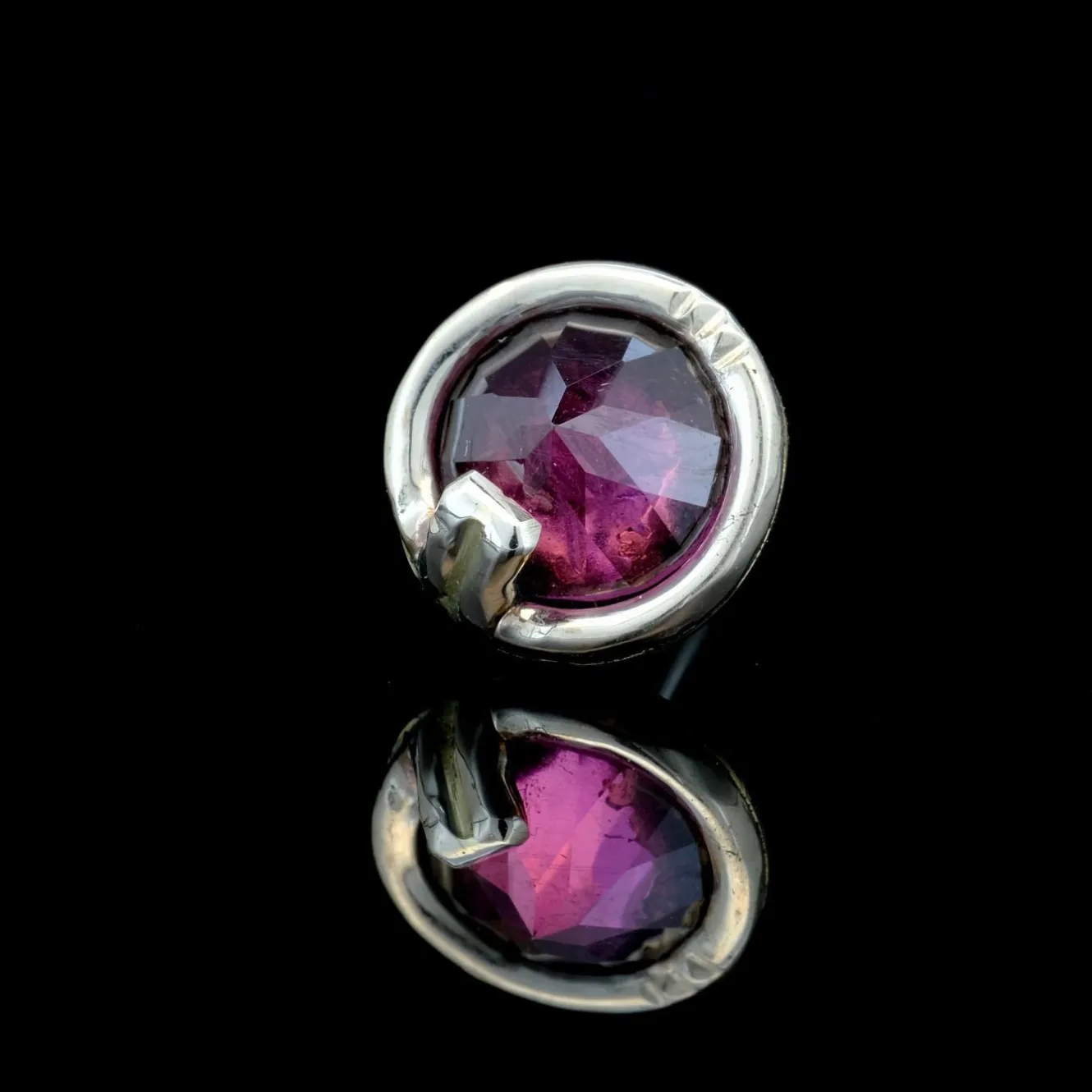 Rhodolite Garnet in 14k White Gold Setting - 14ga Threaded End