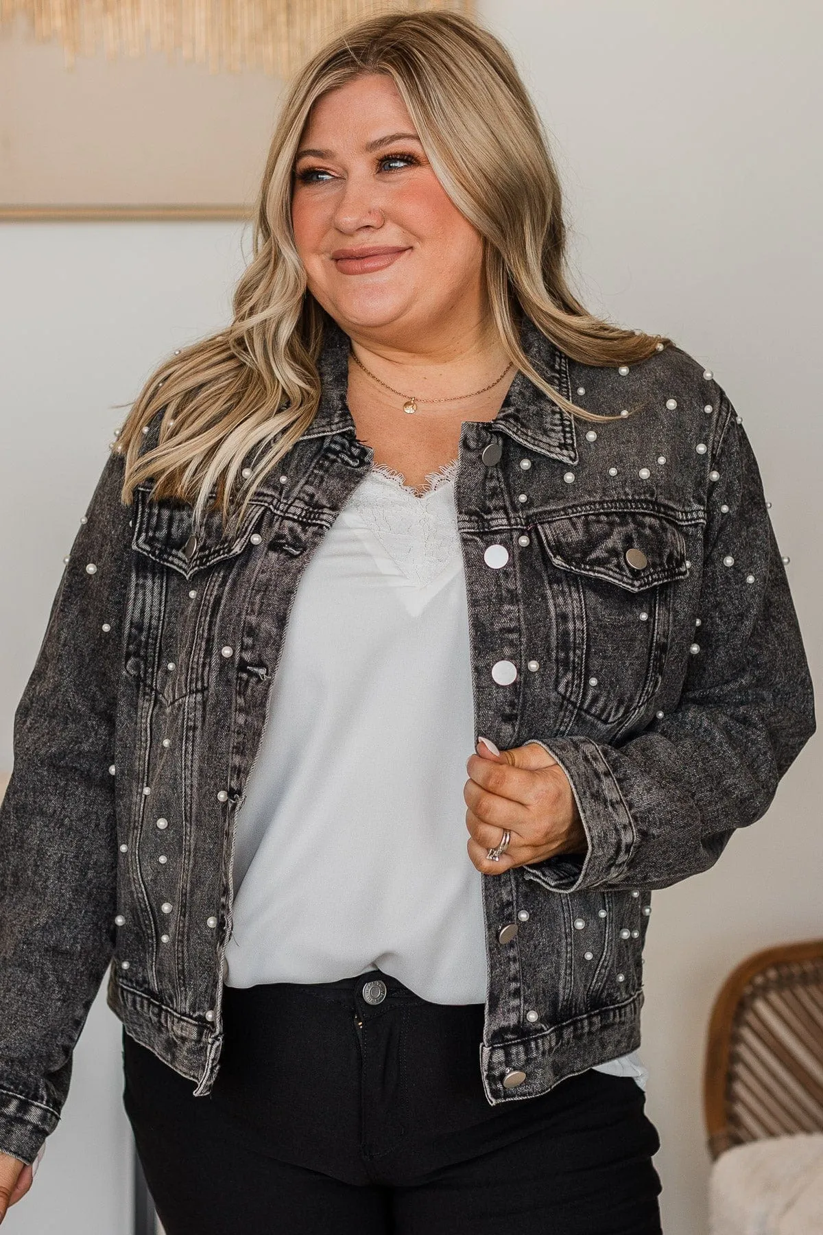 Risk Taker Embellished Jean Jacket- Black