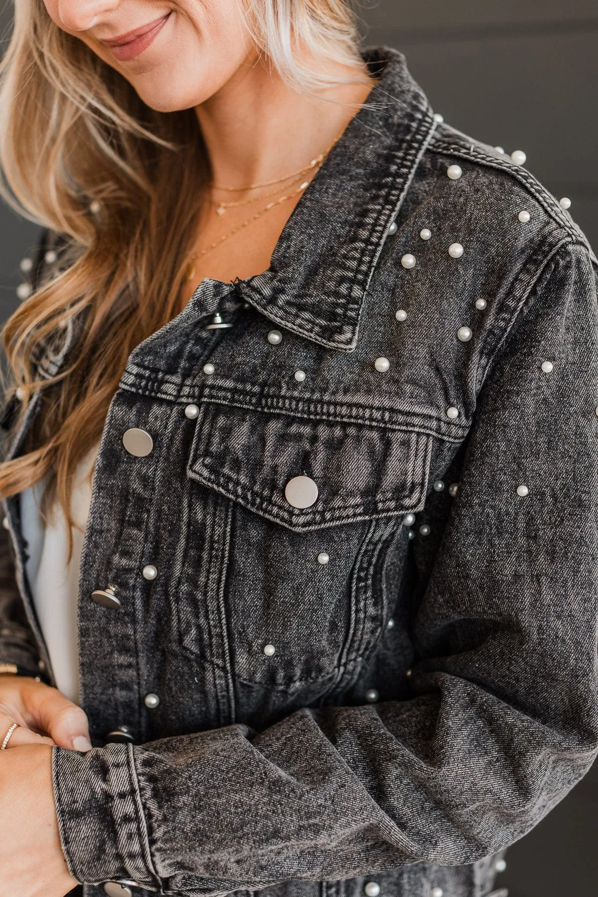 Risk Taker Embellished Jean Jacket- Black
