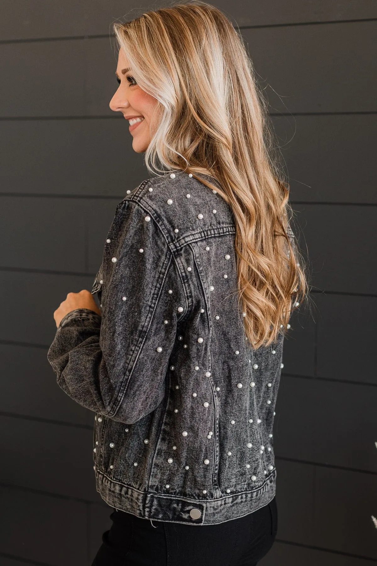 Risk Taker Embellished Jean Jacket- Black
