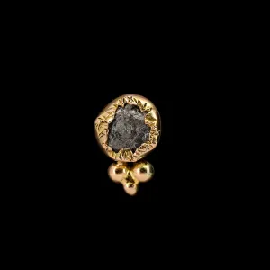 Rough Natural Diamond Wrapped in Beaded Gold - Threaded End - 14ga