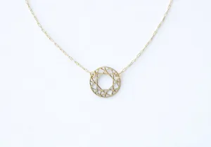 Round Cut Gem Necklace | Brass