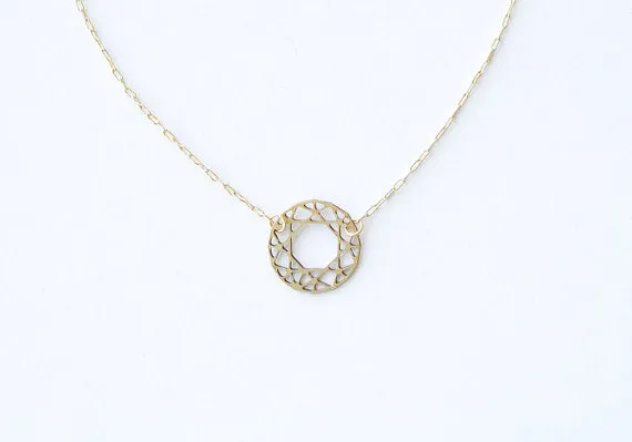 Round Cut Gem Necklace | Brass