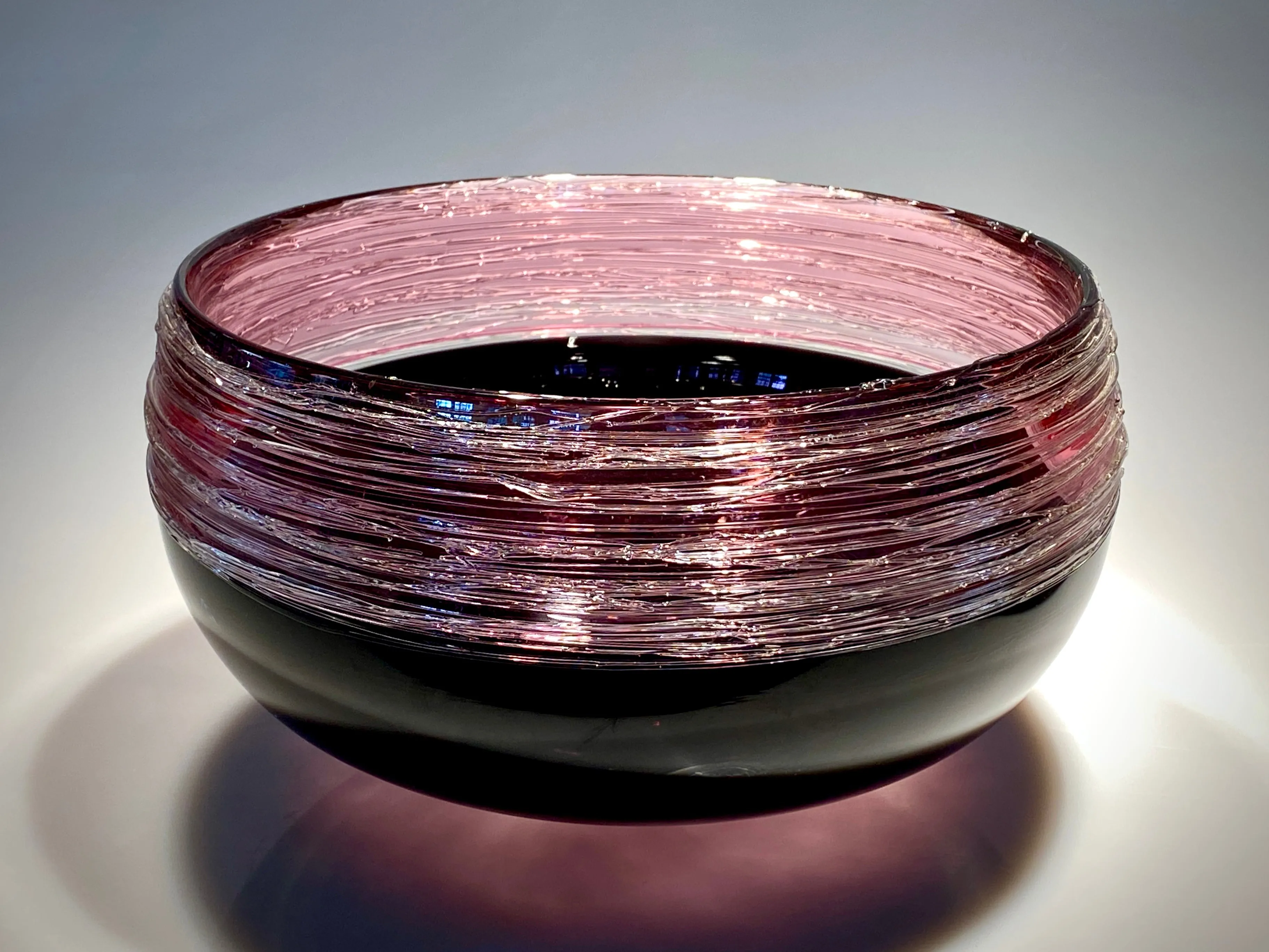 Ruby and Black Threaded Bowl