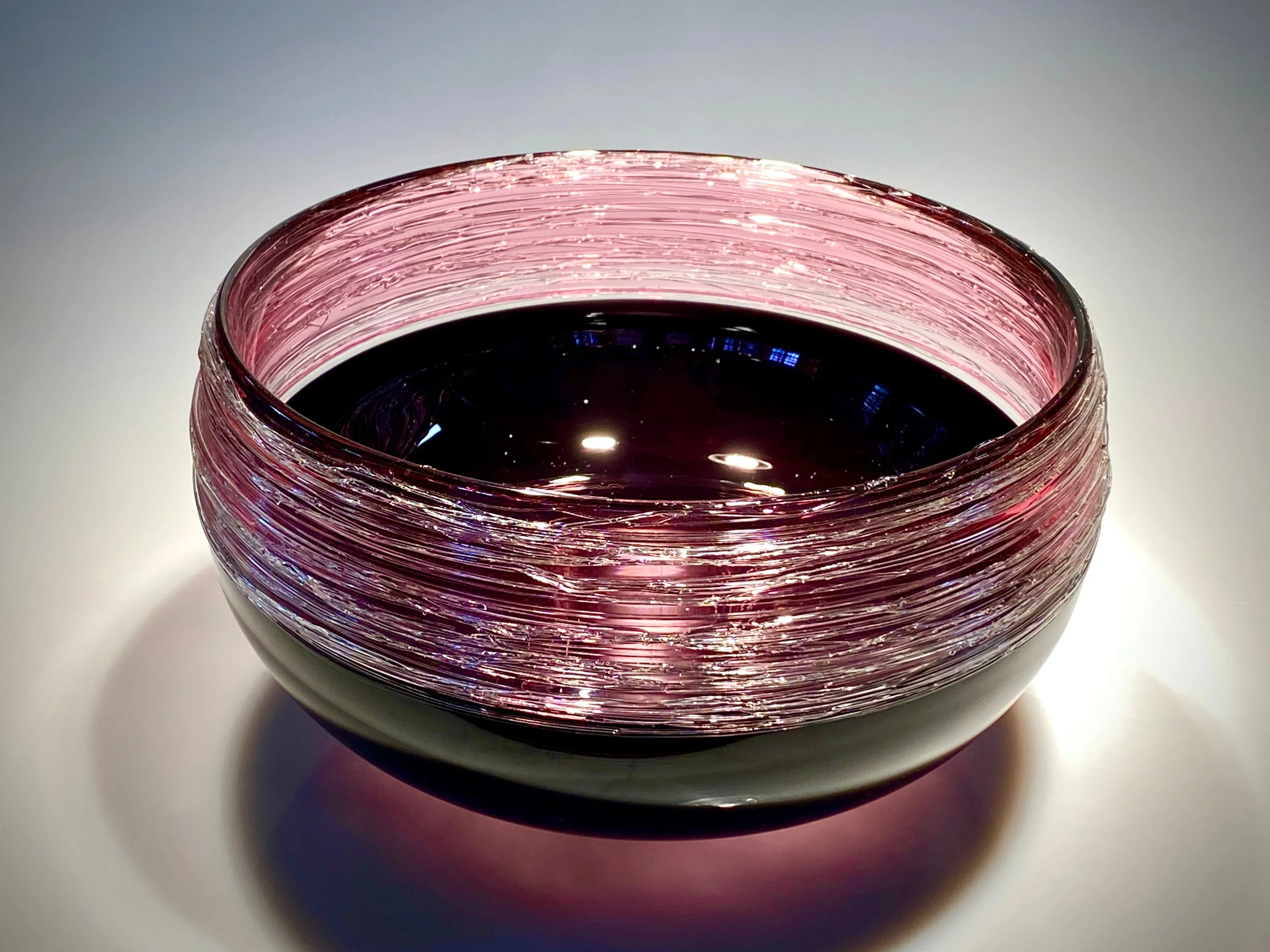 Ruby and Black Threaded Bowl