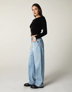 RUMI High-Rise Stacked Wide Leg in Highland