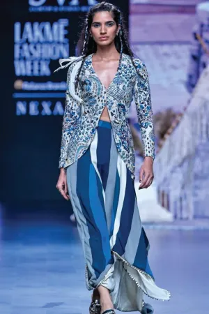 SAFAR BLUE JAAL JACKET SET