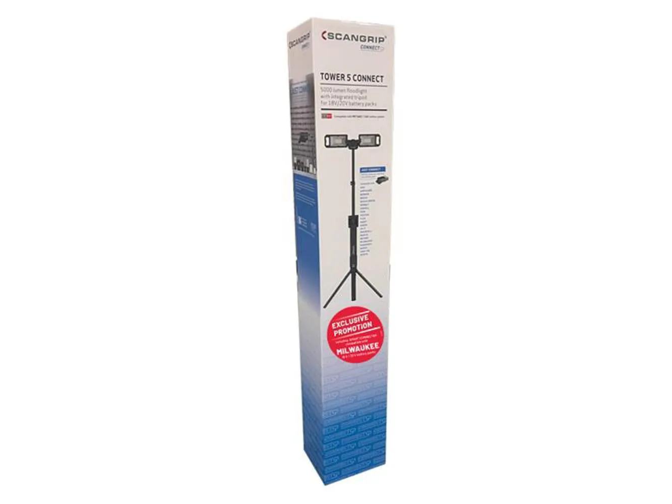 Scangrip Tower 5 Connect Floodlight With Milwaukee Connect 18V Bare Unit