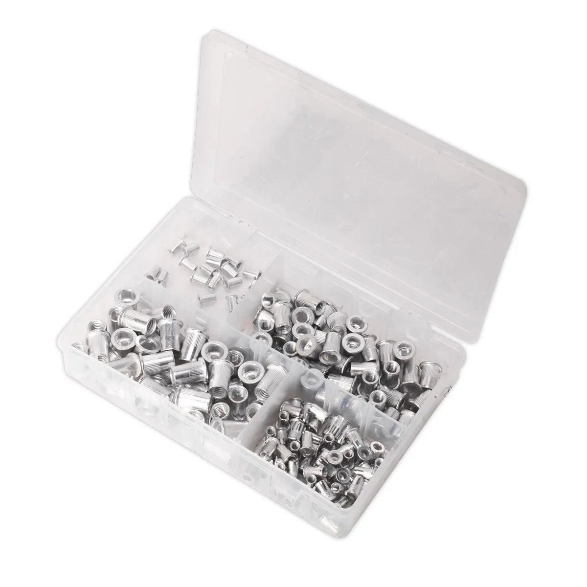 Sealey 200 Piece Splined Threaded Insert Rivet Nut Assortment M4-M8 Metric
