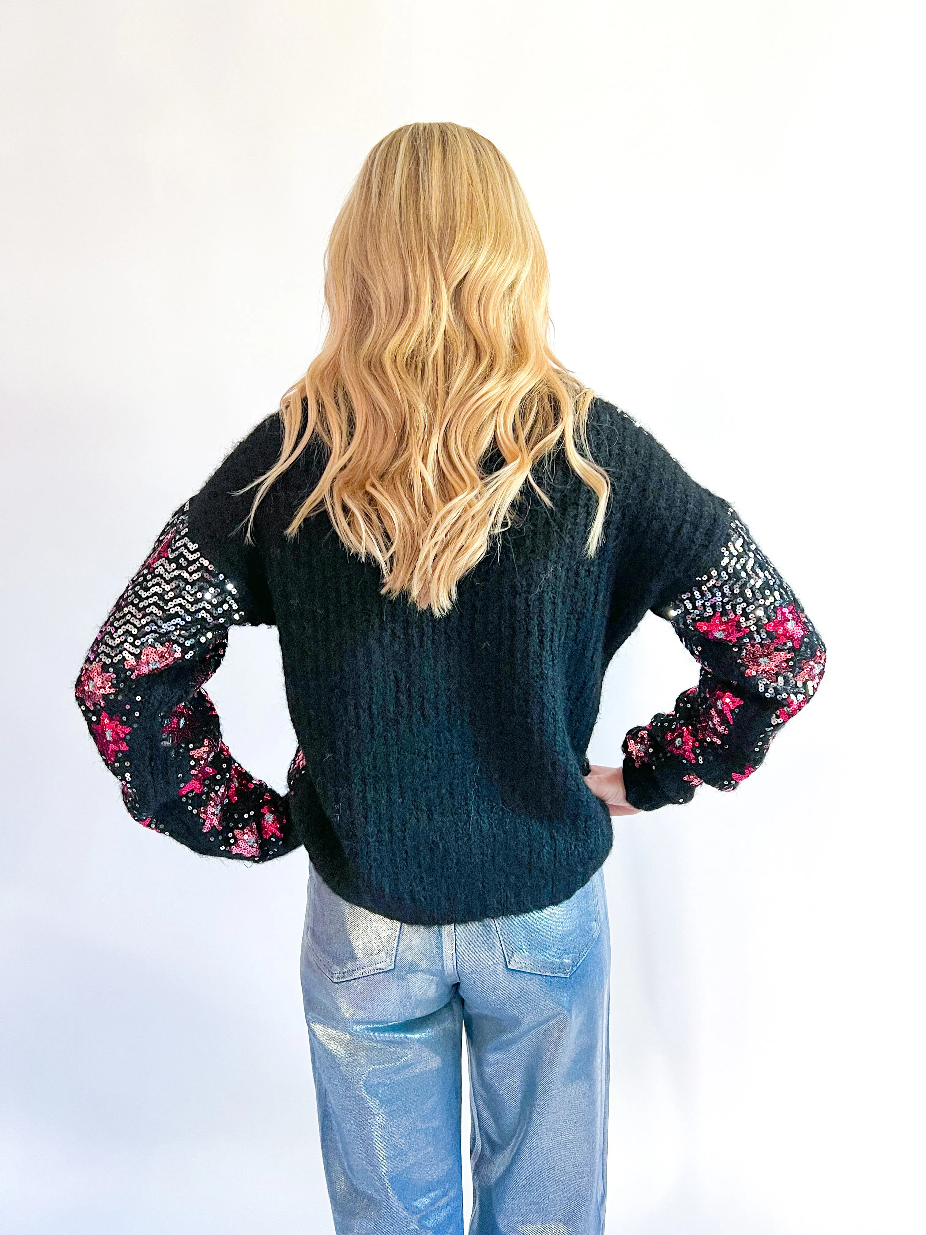 Sequin Star Embellished Sweater