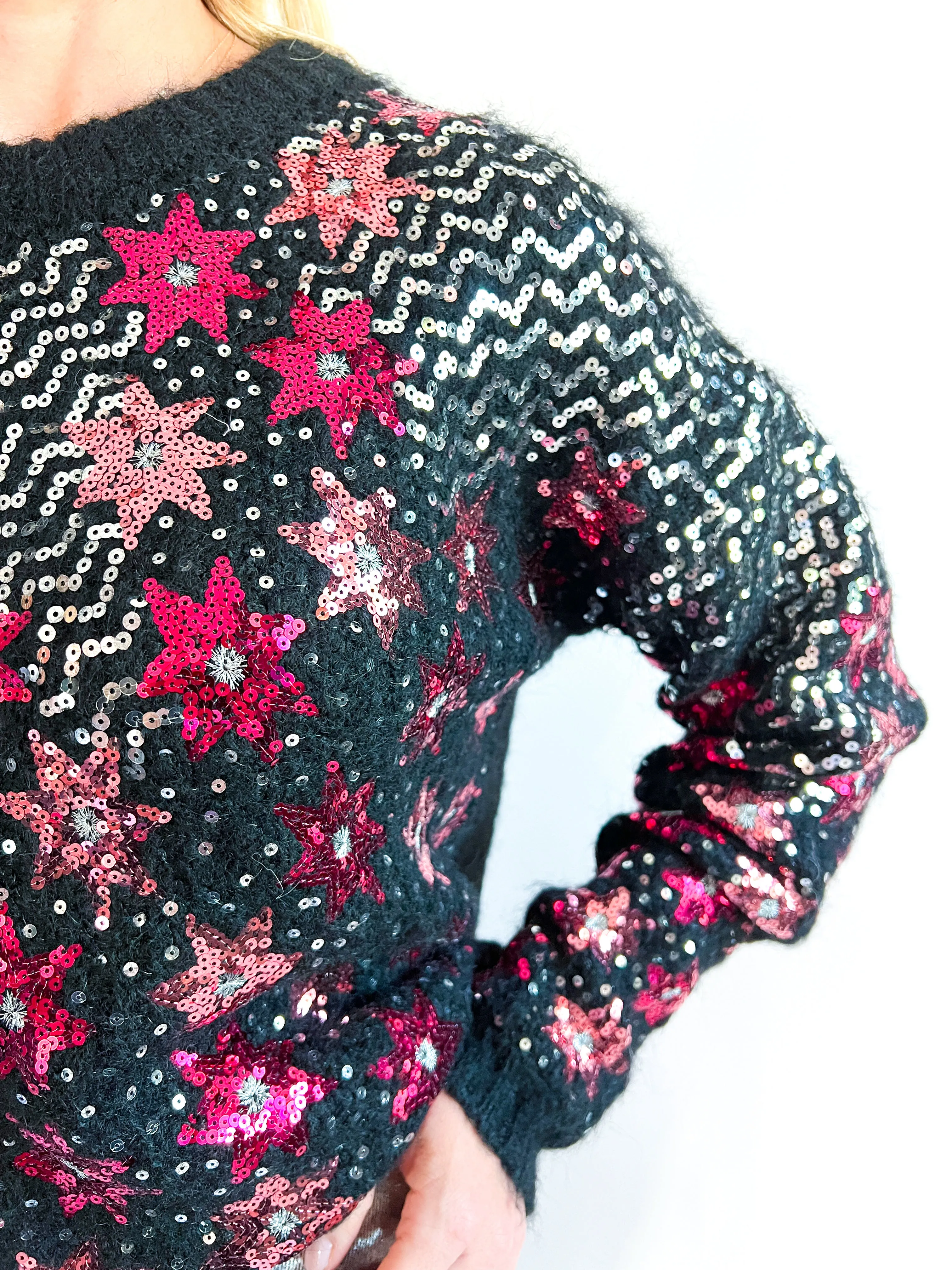Sequin Star Embellished Sweater