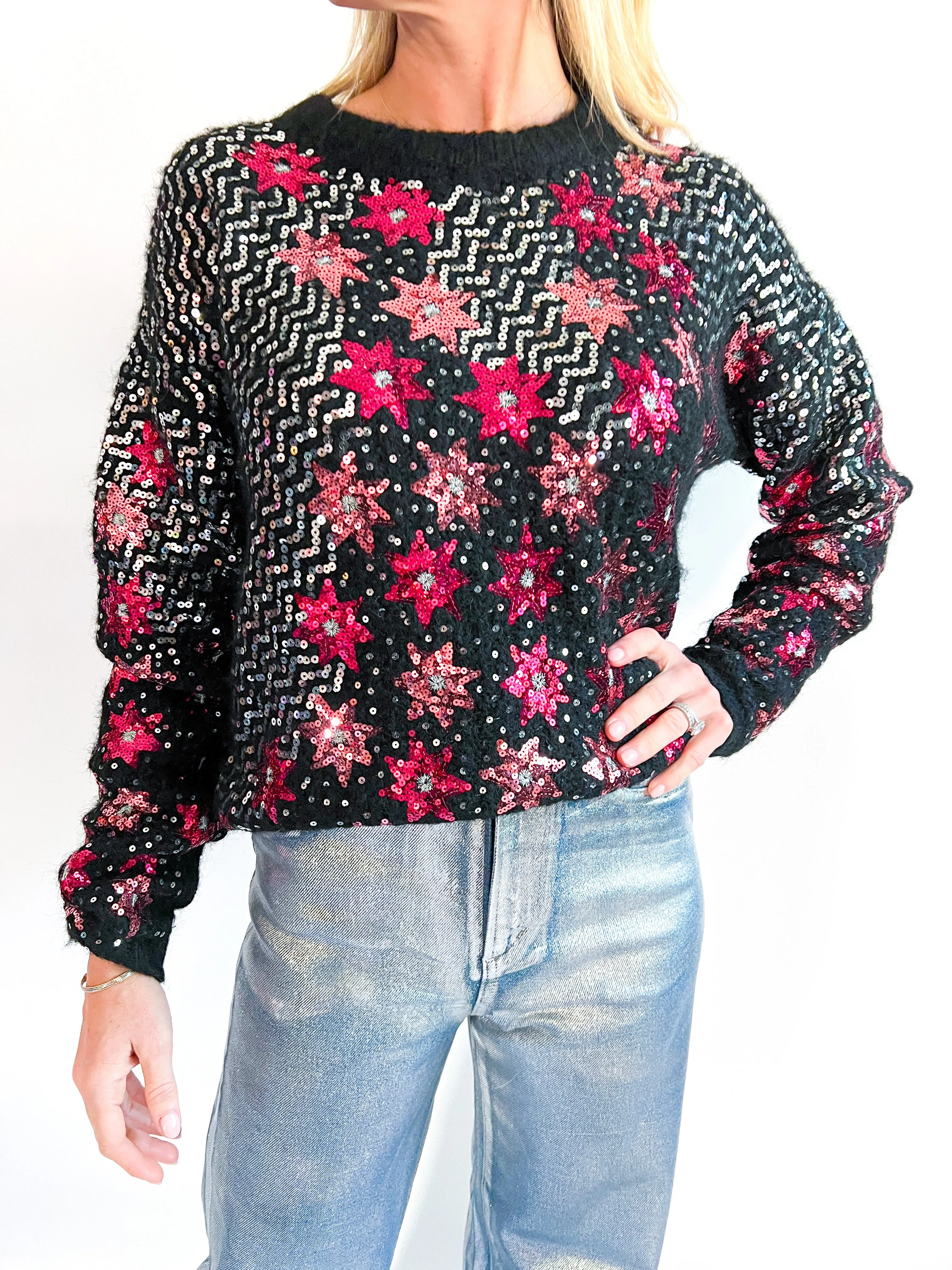 Sequin Star Embellished Sweater