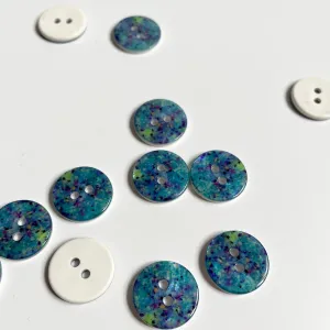 Set of 3 Plastic Confetti Button - Teal